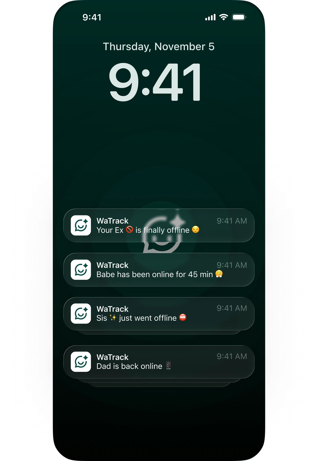 WaTrack home screen