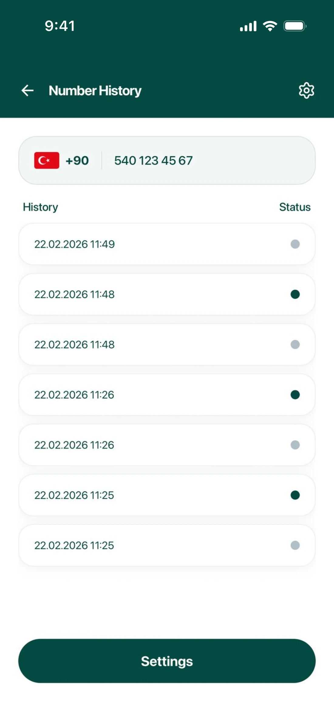 WaTrack activity timeline